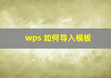 wps 如何导入模板